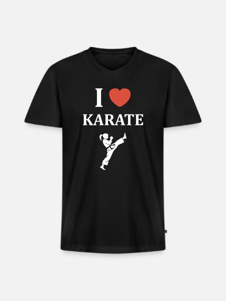 Karate - Männer Premium Bio T-Shirt mit V-Ausschnitt - Schwarz