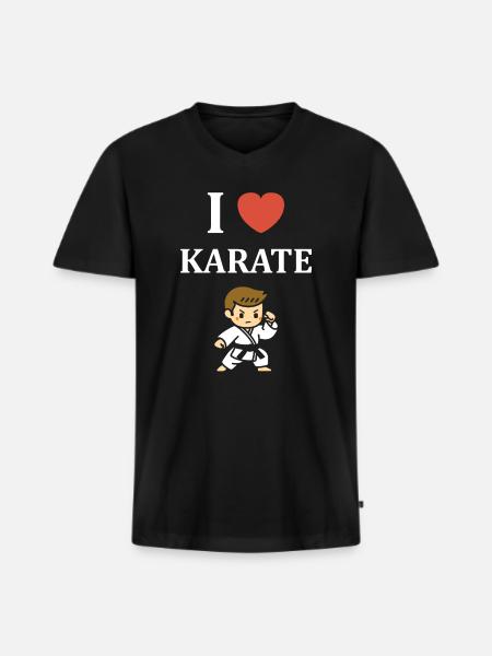karate - T-shirt encolure en V Premium bio Homme - noir