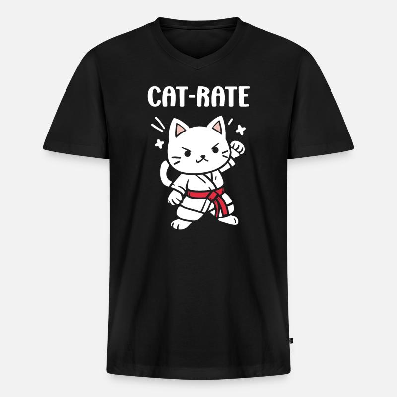 Karate - Männer Premium Bio T-Shirt mit V-Ausschnitt - Schwarz