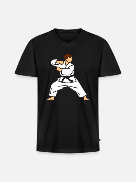 Karate - Männer Premium Bio T-Shirt mit V-Ausschnitt - Schwarz
