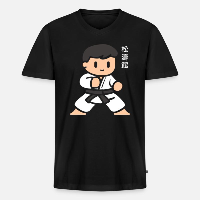 Karate - Männer Premium Bio T-Shirt mit V-Ausschnitt - Schwarz