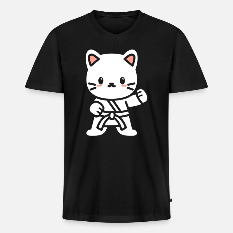 Karate - Männer Premium Bio T-Shirt mit V-Ausschnitt - Schwarz