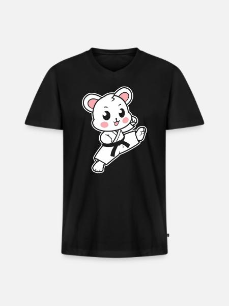 karate - T-shirt encolure en V Premium bio Homme - noir