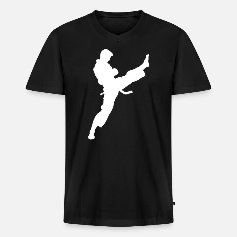 Karate - Männer Premium Bio T-Shirt mit V-Ausschnitt - Schwarz