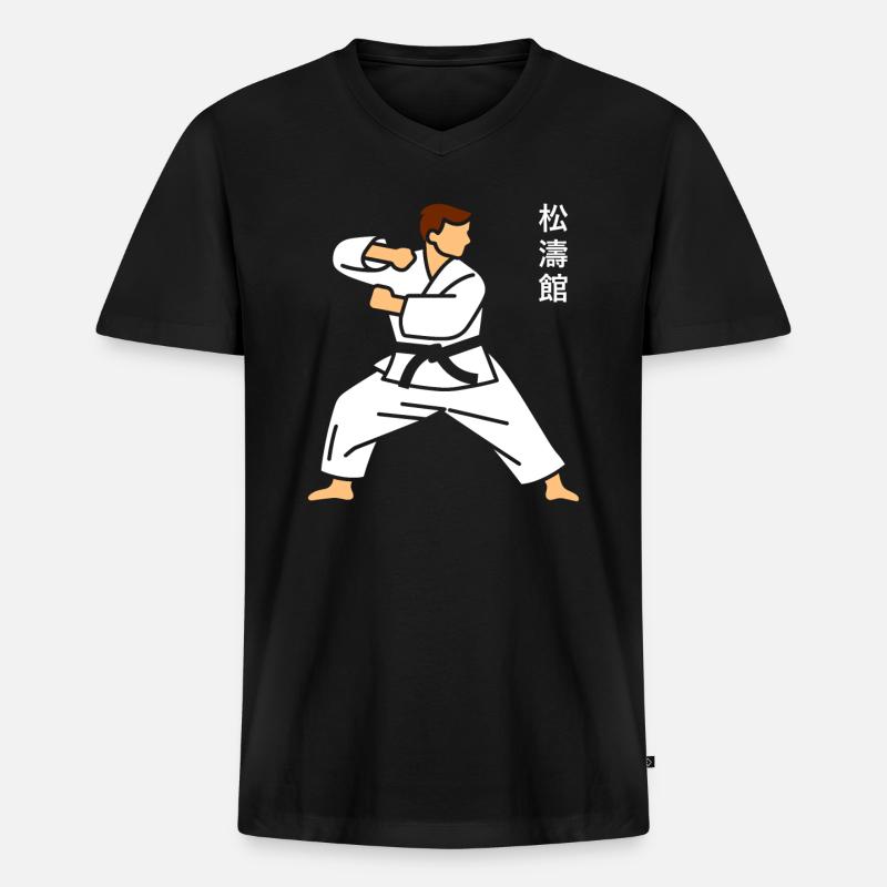 Karate - Männer Premium Bio T-Shirt mit V-Ausschnitt - Schwarz