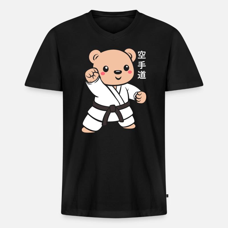 Karate - Männer Premium Bio T-Shirt mit V-Ausschnitt - Schwarz