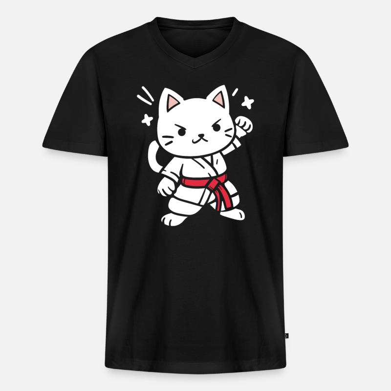 Karate - Männer Premium Bio T-Shirt mit V-Ausschnitt - Schwarz