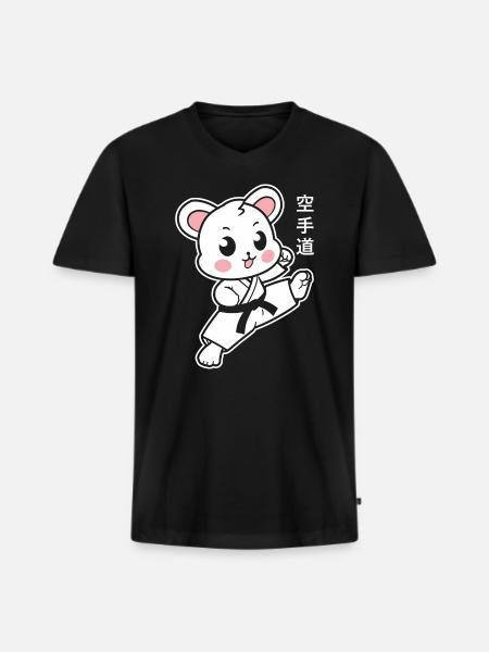 karate - T-shirt encolure en V Premium bio Homme - noir