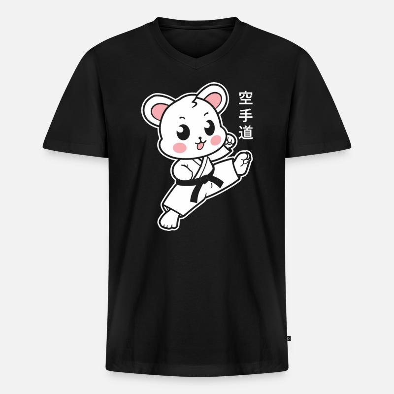 Karate - Männer Premium Bio T-Shirt mit V-Ausschnitt - Schwarz