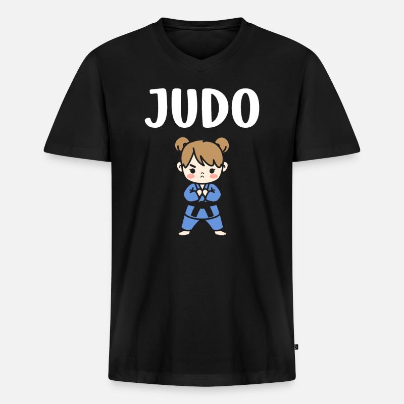 Judo - Männer Premium Bio T-Shirt mit V-Ausschnitt - Schwarz