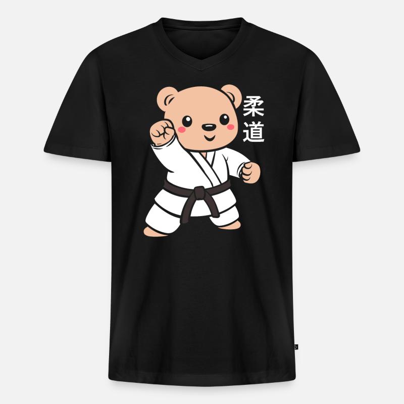 Judo - Männer Premium Bio T-Shirt mit V-Ausschnitt - Schwarz