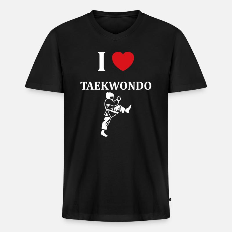 Taekwondo - Männer Premium Bio T-Shirt mit V-Ausschnitt - Schwarz