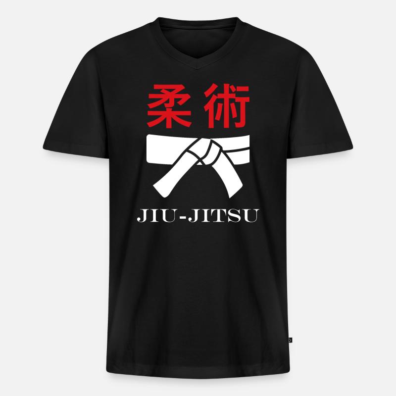 Jiu Jitsu - Männer Premium Bio T-Shirt mit V-Ausschnitt - Schwarz