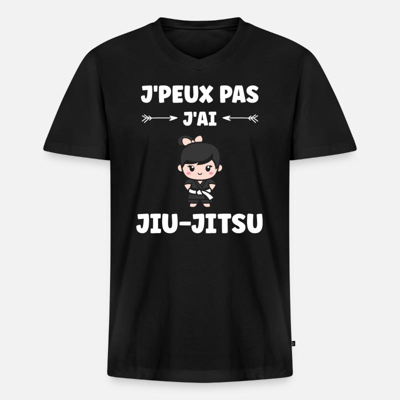 Jiu Jitsu - Männer Premium Bio T-Shirt mit V-Ausschnitt - Schwarz