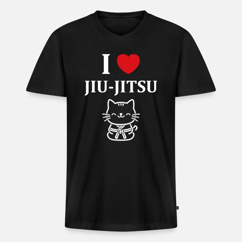 Jiu Jitsu - Männer Premium Bio T-Shirt mit V-Ausschnitt - Schwarz