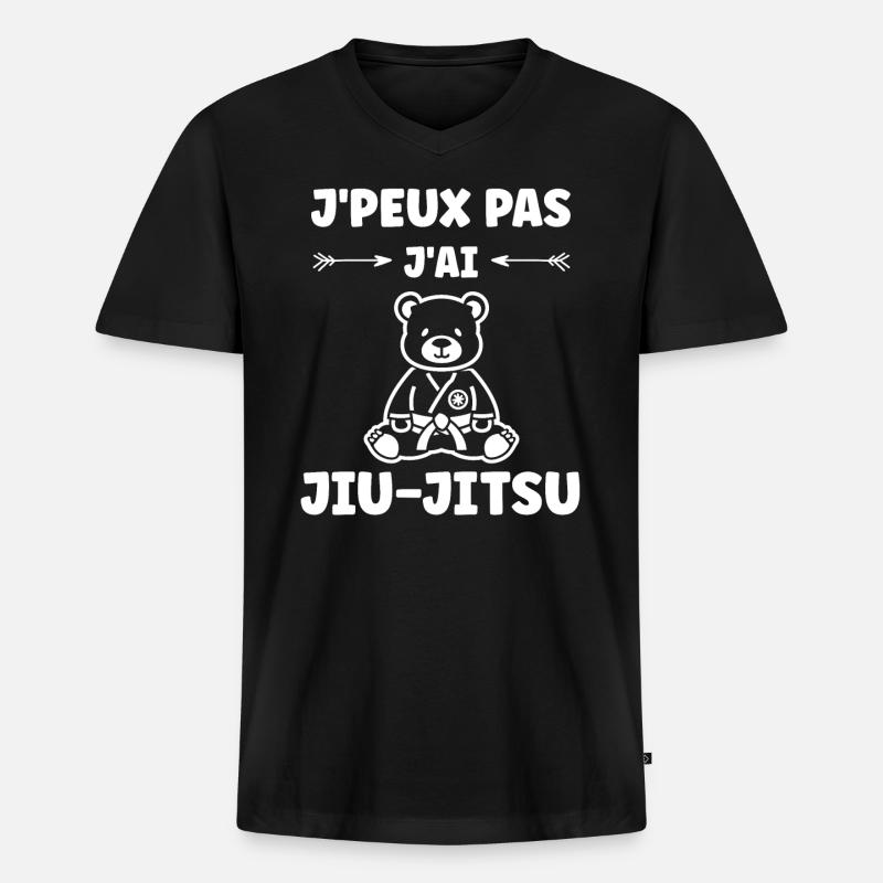 Jiu Jitsu - Männer Premium Bio T-Shirt mit V-Ausschnitt - Schwarz