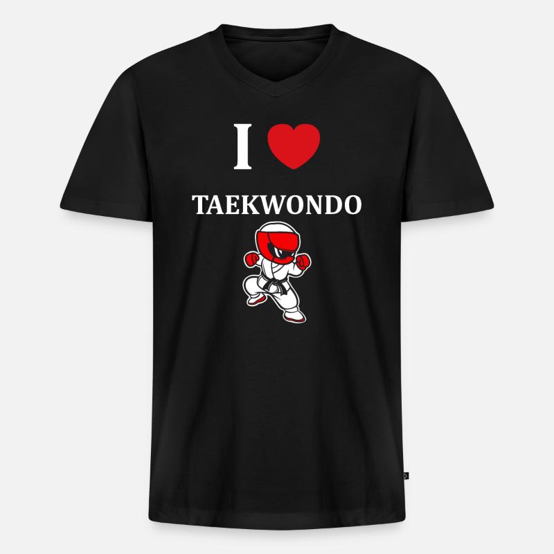 Taekwondo - Männer Premium Bio T-Shirt mit V-Ausschnitt - Schwarz