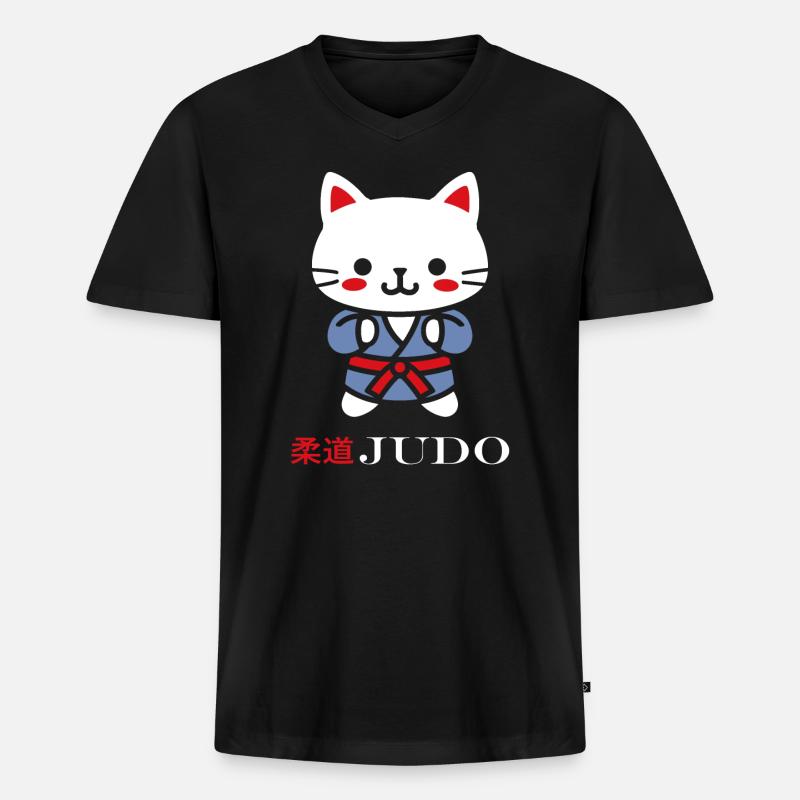 Judo - Männer Premium Bio T-Shirt mit V-Ausschnitt - Schwarz