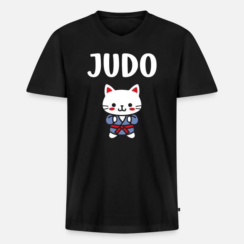 Judo - Männer Premium Bio T-Shirt mit V-Ausschnitt - Schwarz