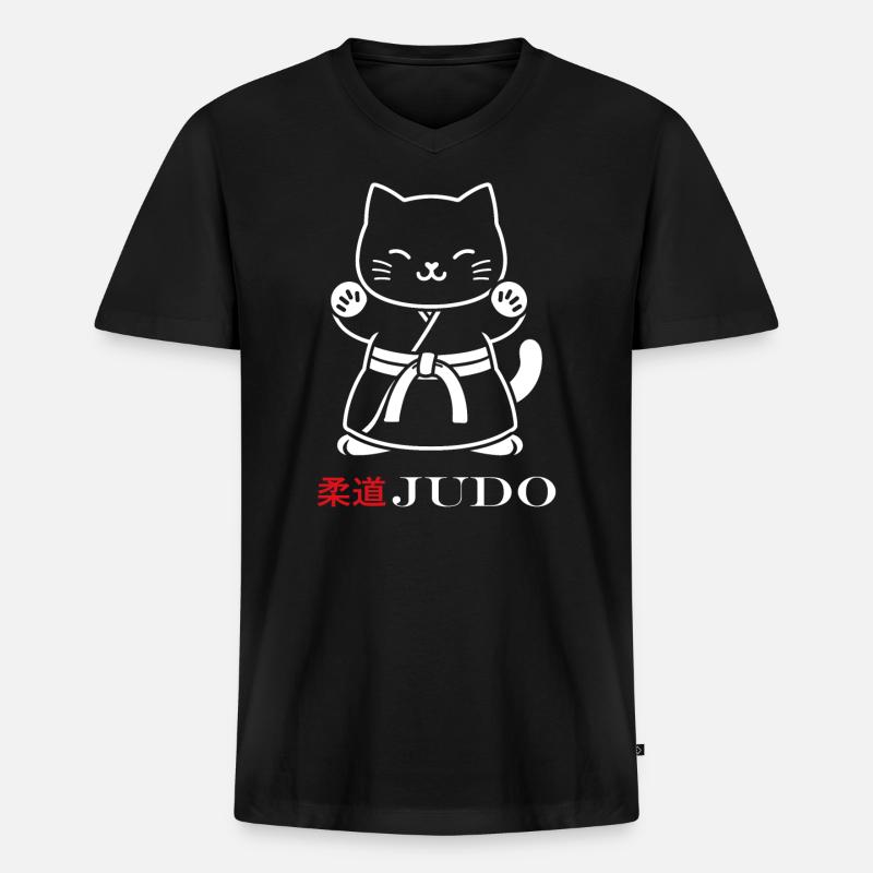 Judo - Männer Premium Bio T-Shirt mit V-Ausschnitt - Schwarz