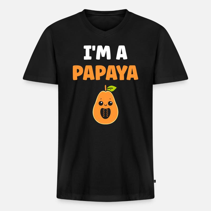 Papaya - Männer Premium Bio T-Shirt mit V-Ausschnitt - Schwarz