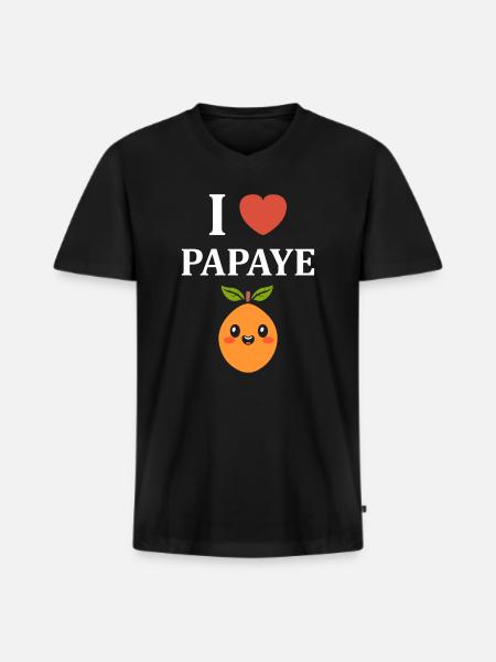 Papaye - T-shirt encolure en V Premium bio Homme - noir