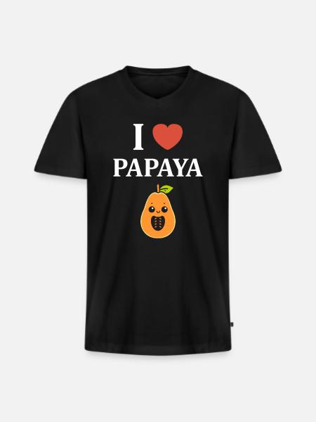 Papaya - Men's Premium Organic T-shirt with V-neck - black