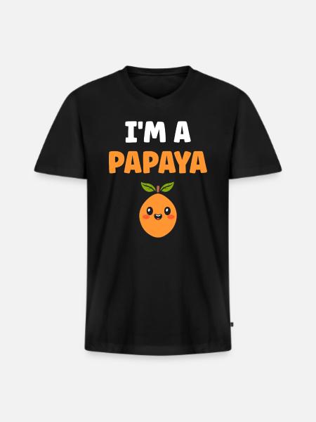 Papaya - Men's Premium Organic T-shirt with V-neck - black