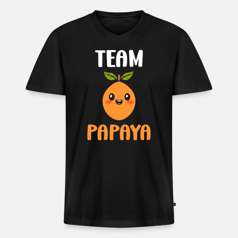 Papaya - Männer Premium Bio T-Shirt mit V-Ausschnitt - Schwarz