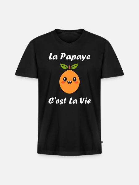 Papaye - T-shirt encolure en V Premium bio Homme - noir