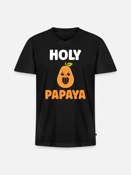 Papaya - Men's Premium Organic T-shirt with V-neck - black