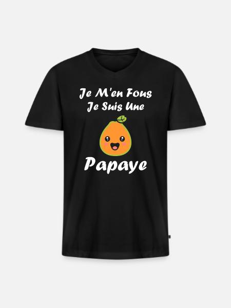 Papaye - T-shirt encolure en V Premium bio Homme - noir