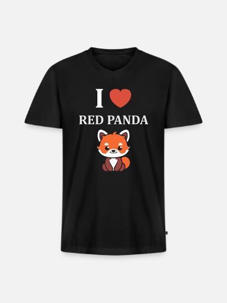 Panda roux - T-shirt encolure en V Premium bio Homme - noir