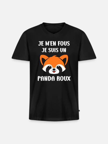 Panda roux - T-shirt encolure en V Premium bio Homme - noir