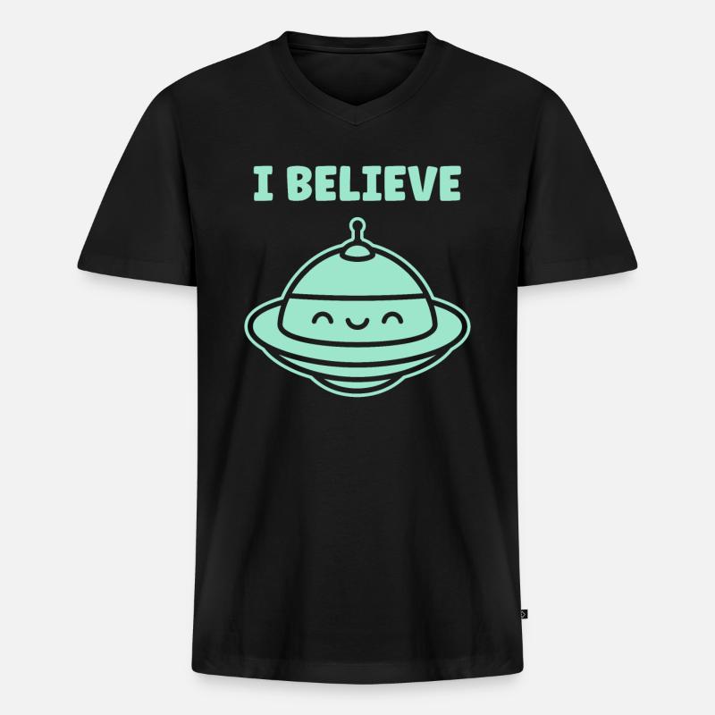 fliegende Untertasse - Männer Premium Bio T-Shirt mit V-Ausschnitt - Schwarz