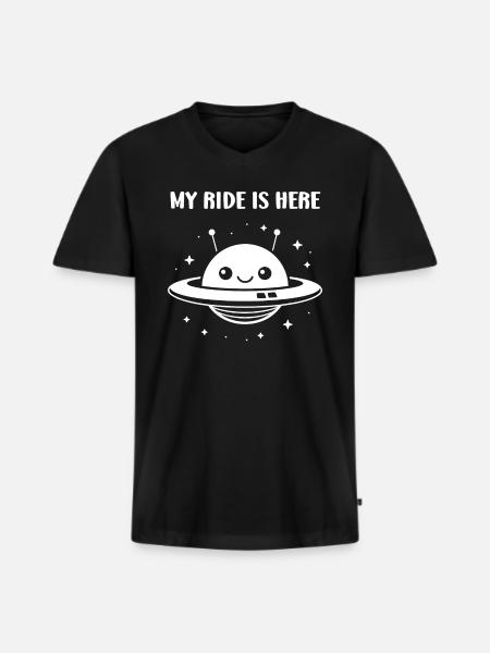 flying saucer - Men's Premium Organic T-shirt with V-neck - black