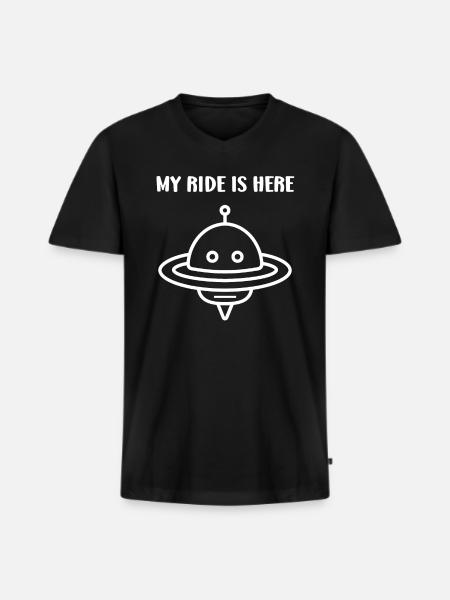 flying saucer - Men's Premium Organic T-shirt with V-neck - black