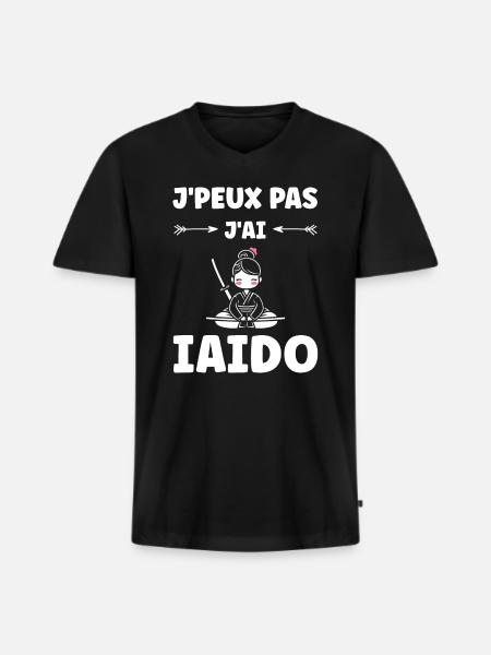 iaido - T-shirt encolure en V Premium bio Homme - noir