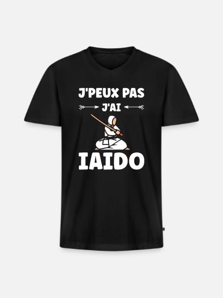 iaido - T-shirt encolure en V Premium bio Homme - noir