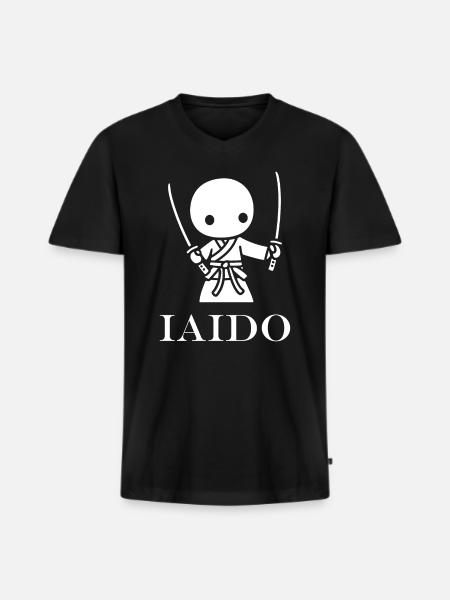 IAIDO - T-shirt encolure en V Premium bio Homme - noir