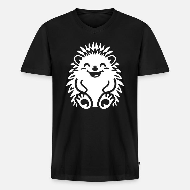 Igel - Männer Premium Bio T-Shirt mit V-Ausschnitt - Schwarz