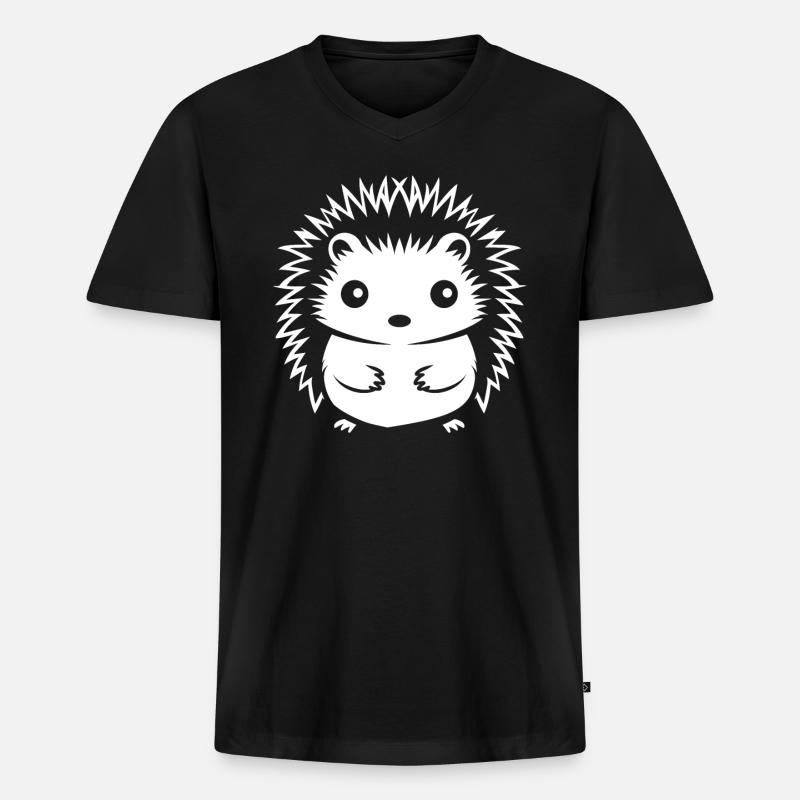 Igel - Männer Premium Bio T-Shirt mit V-Ausschnitt - Schwarz