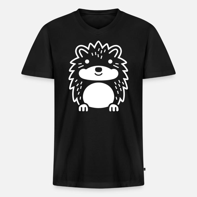 Igel - Männer Premium Bio T-Shirt mit V-Ausschnitt - Schwarz