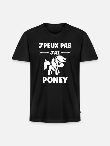Humour poney - T-shirt encolure en V Premium bio Homme - noir