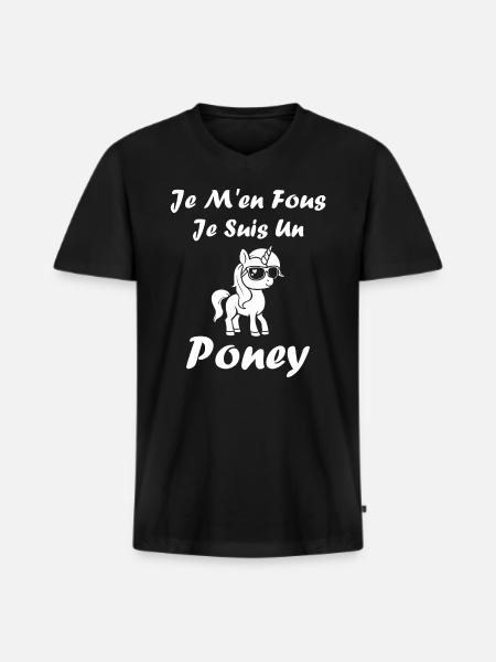 Humour poney - T-shirt encolure en V Premium bio Homme - noir