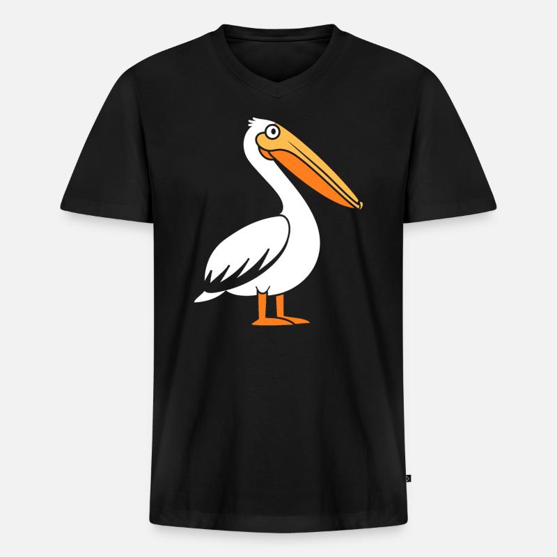 Pelikan - Männer Premium Bio T-Shirt mit V-Ausschnitt - Schwarz
