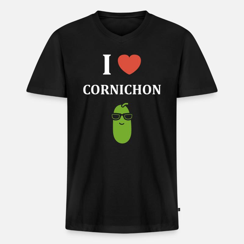 cornichon - T-shirt encolure en V Premium bio Homme - noir