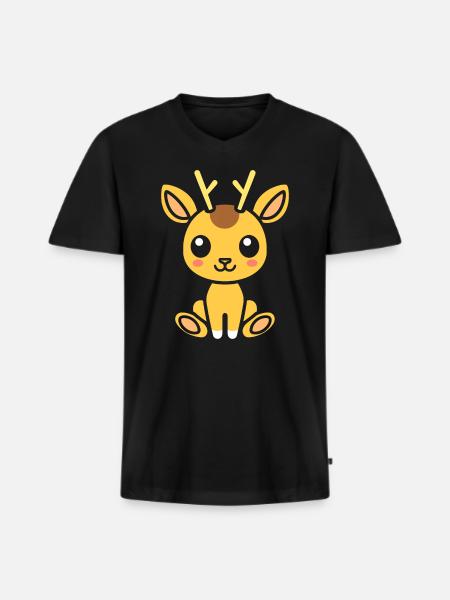 Gazelle - Men's Premium Organic T-shirt with V-neck - black