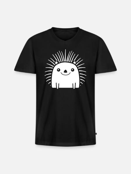 Stachelschwein - Männer Premium Bio T-Shirt mit V-Ausschnitt - Schwarz