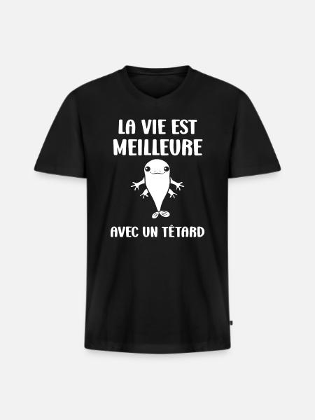 Têtard - T-shirt encolure en V Premium bio Homme - noir
